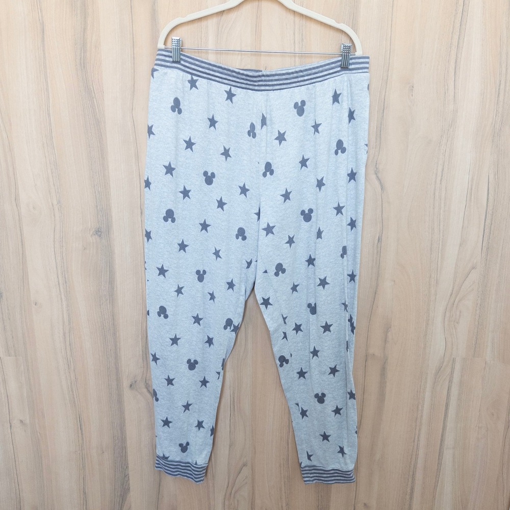 Disney Womens Pajama Set XL Gray Mickey Mouse Star Print Loungewear Comfy Soft - Picture 5 of 7